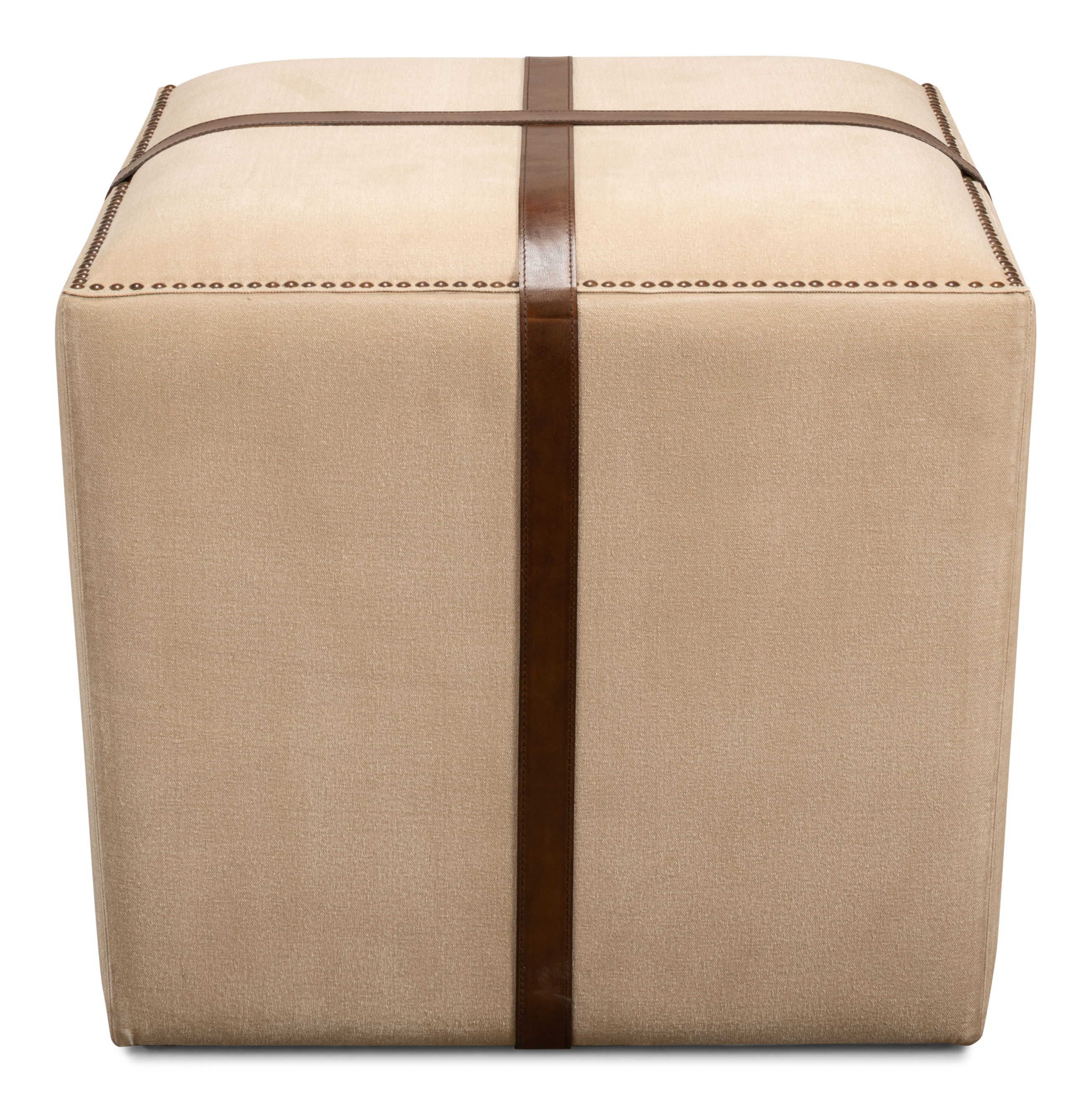 Strap Canvas & Leather Stool, Seating by Sarreid, 24" length x 24" width x 20" height View 2