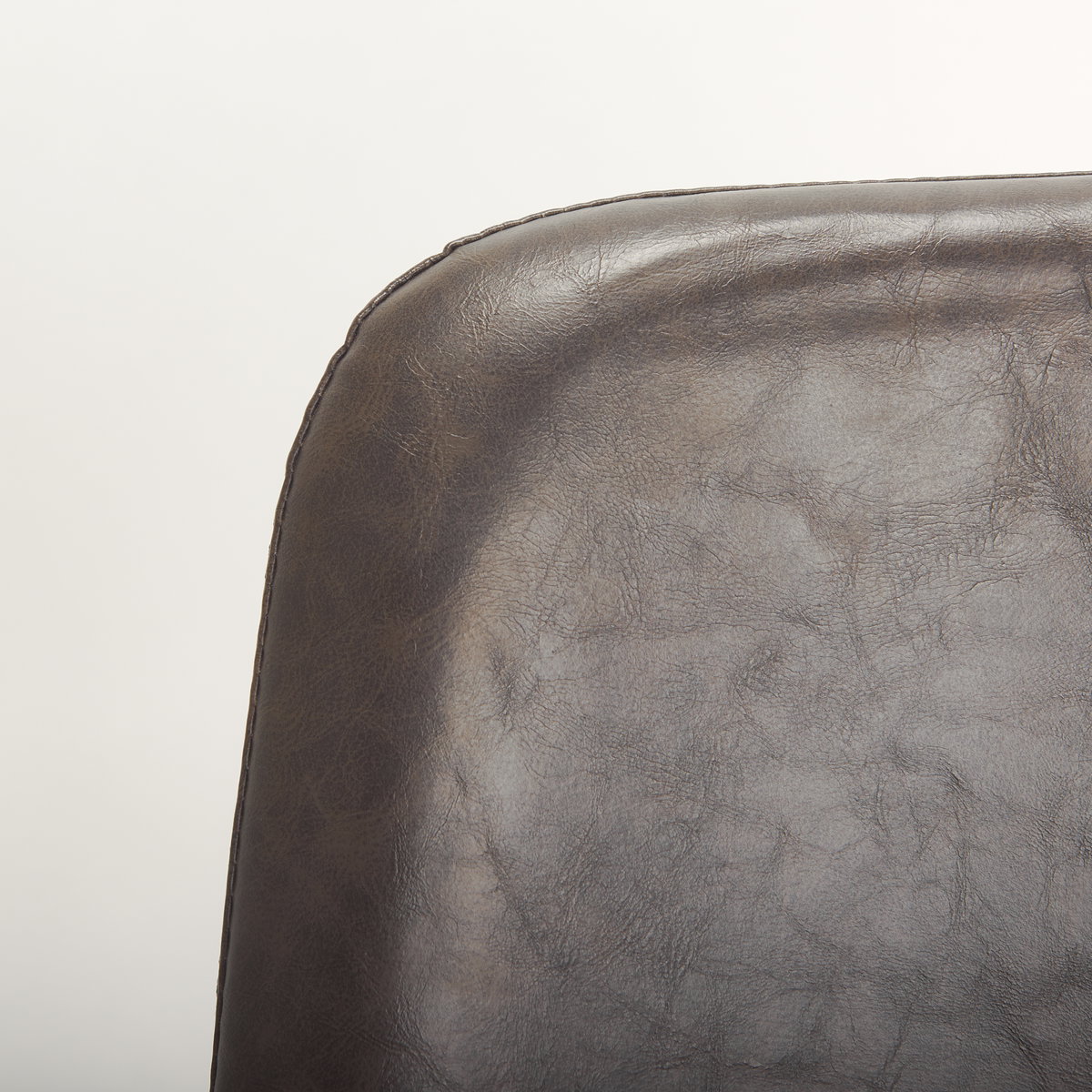 Sawyer Solid Back Dining Side Chair | Dark Brown Faux Leather with Iron, Dining Chair by Mercana, 19" length x 24.25" width x 33" height View 11