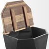 Esagono Octagonal Black Metal-Clad Reclaimed Wood End/Side Table with Storage thumbnail 3