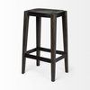 Nell Backless 30in Seat Bar Stool | Black Metal with Dark Brown Wood, Counter & Bar Stool by Mercana, 18" length x 15" width x 30" height thumbnail 7