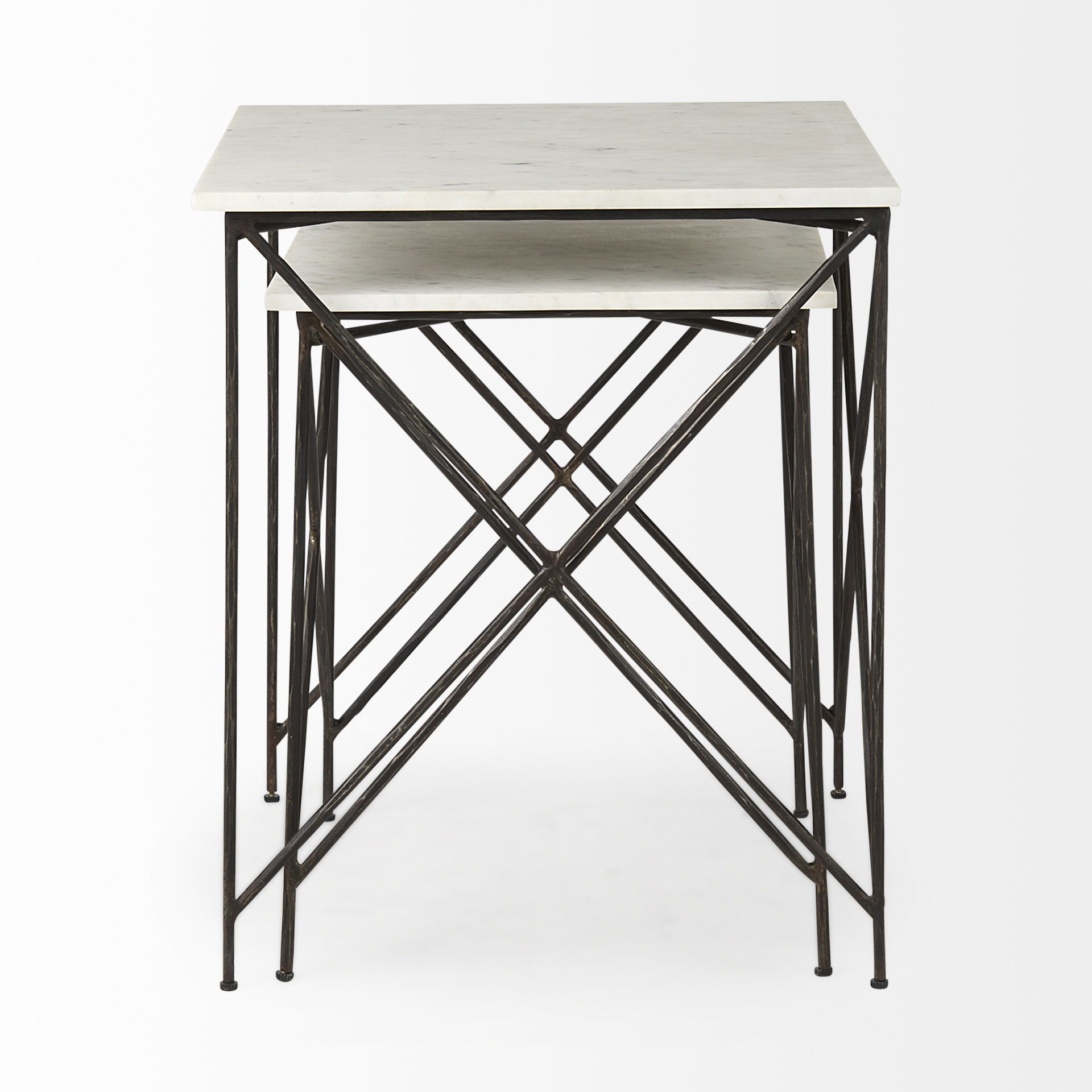Lorlei 20.0L x 20.0W x 23.8H White Marble Top with Gray Iron Legs End and Side Table, Side & End Table by Mercana, 20" length x 20" width x 24" height View 6