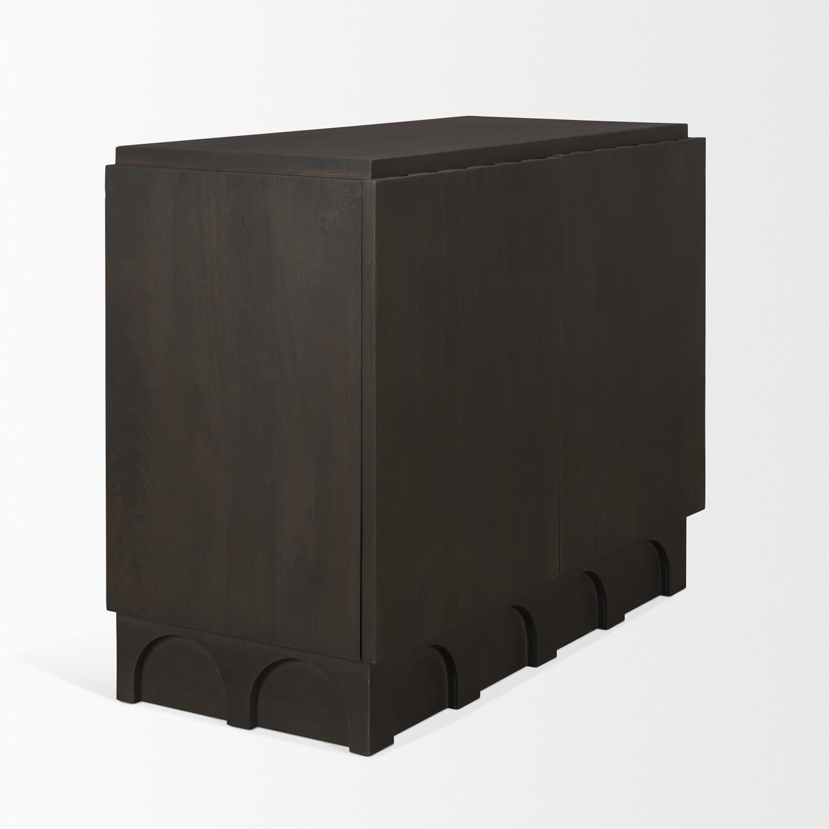 Wagner Dark Brown Wood with Arched Design Accent Cabinet, Cabinets & Chest by Mercana, 40" length x 18" width x 32" height View 8