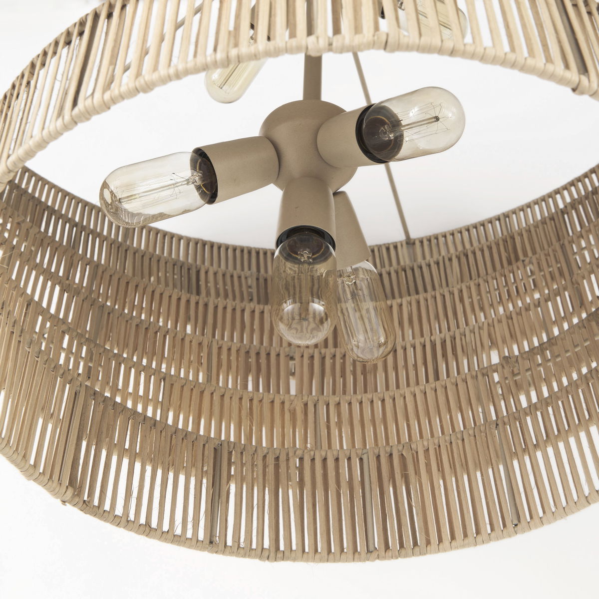 Marimba 40 L x 40 W x 24 H Natural Cane 6 Tier Chandelier, by Mercana, 40" length x 40" width x 24" height View 12