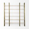 Taunton 80L x 10.5W x 90H Light Brown Wood with Gold Metal Frame 6 Tier Shelving Unit thumbnail 5