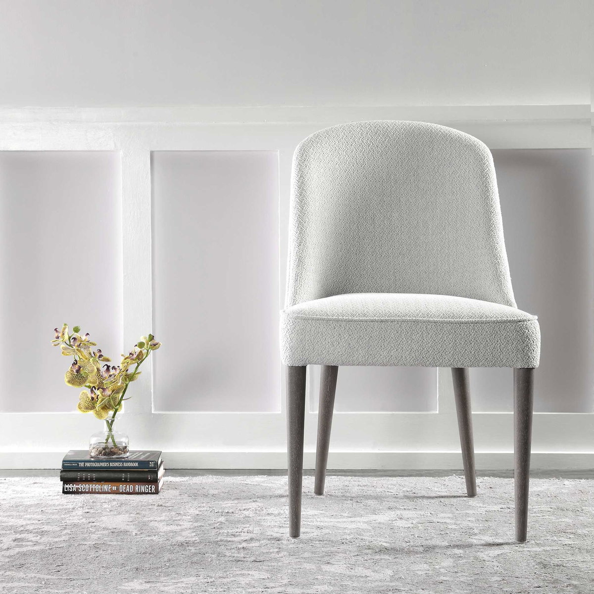 Brie Armless Chair White Set Of 2, Accent Chair by Uttermost, 21" width x 36.5" height x 27" depth View 2