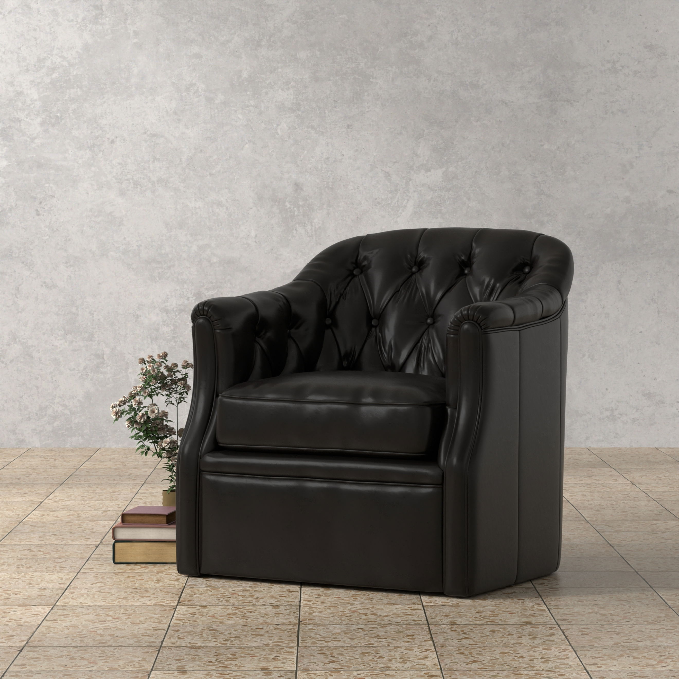 Coolidge Leather Swivel Chair, Black large image 