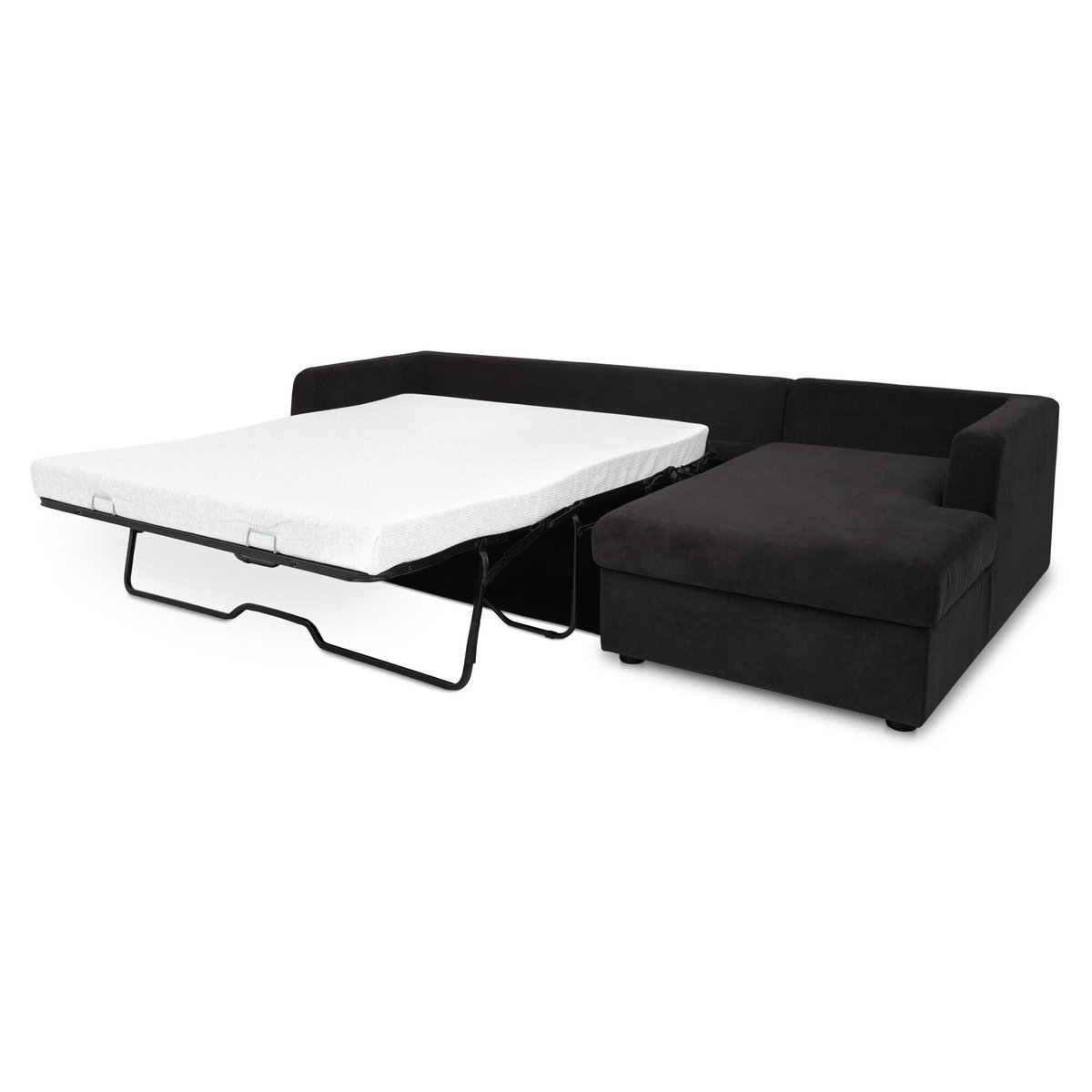 Burrow Sleeper Sectional With Storage Chaise Black Right, Sectional Sofa by Moe's Home, 115.75" width x 32.68" height x 61" depth View 3