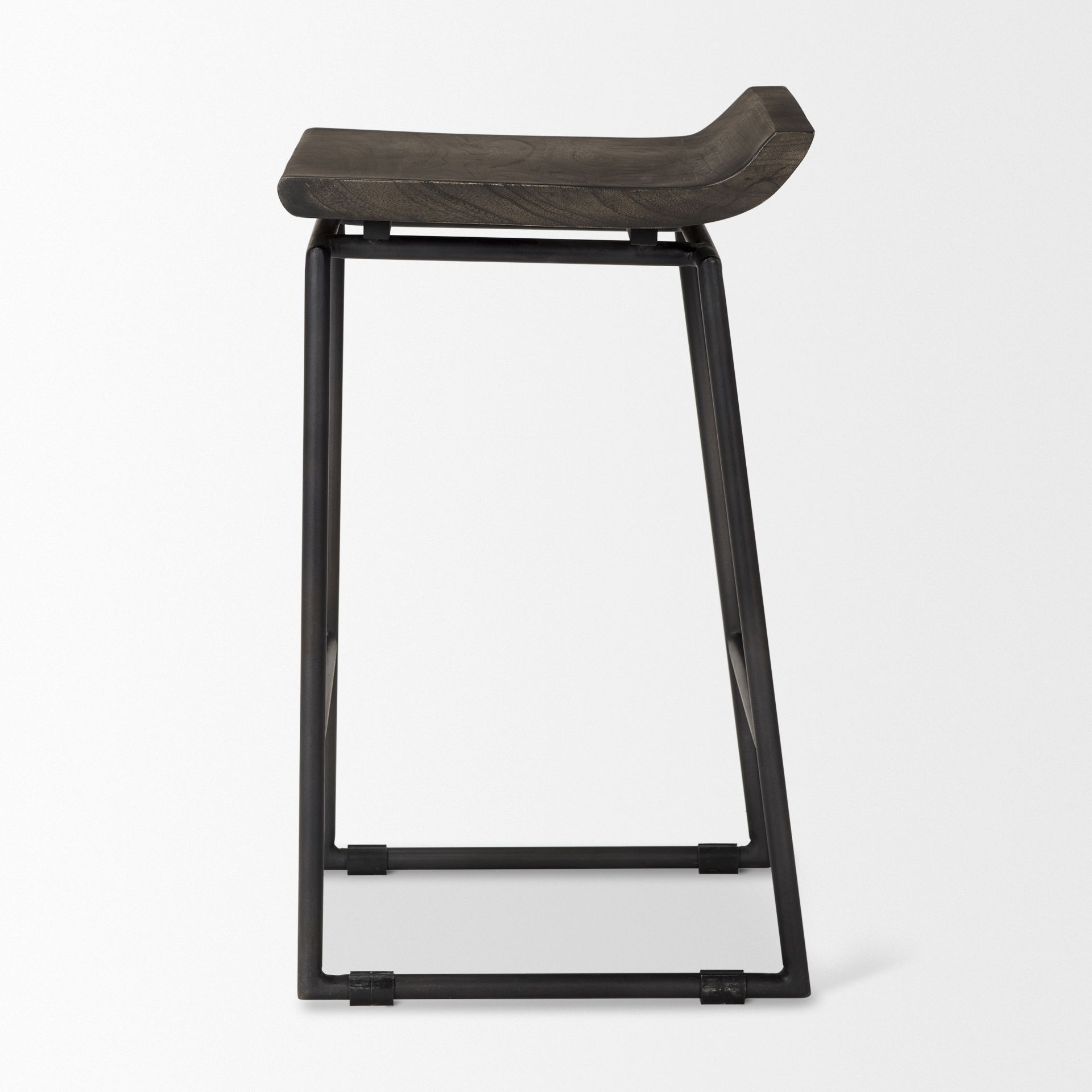 Givens 24.25'H Seat Height Black Wood Seat Black Frame Stool, Counter & Bar Stool by Mercana, 14.1" length x 15.8" width x 26" height View 5
