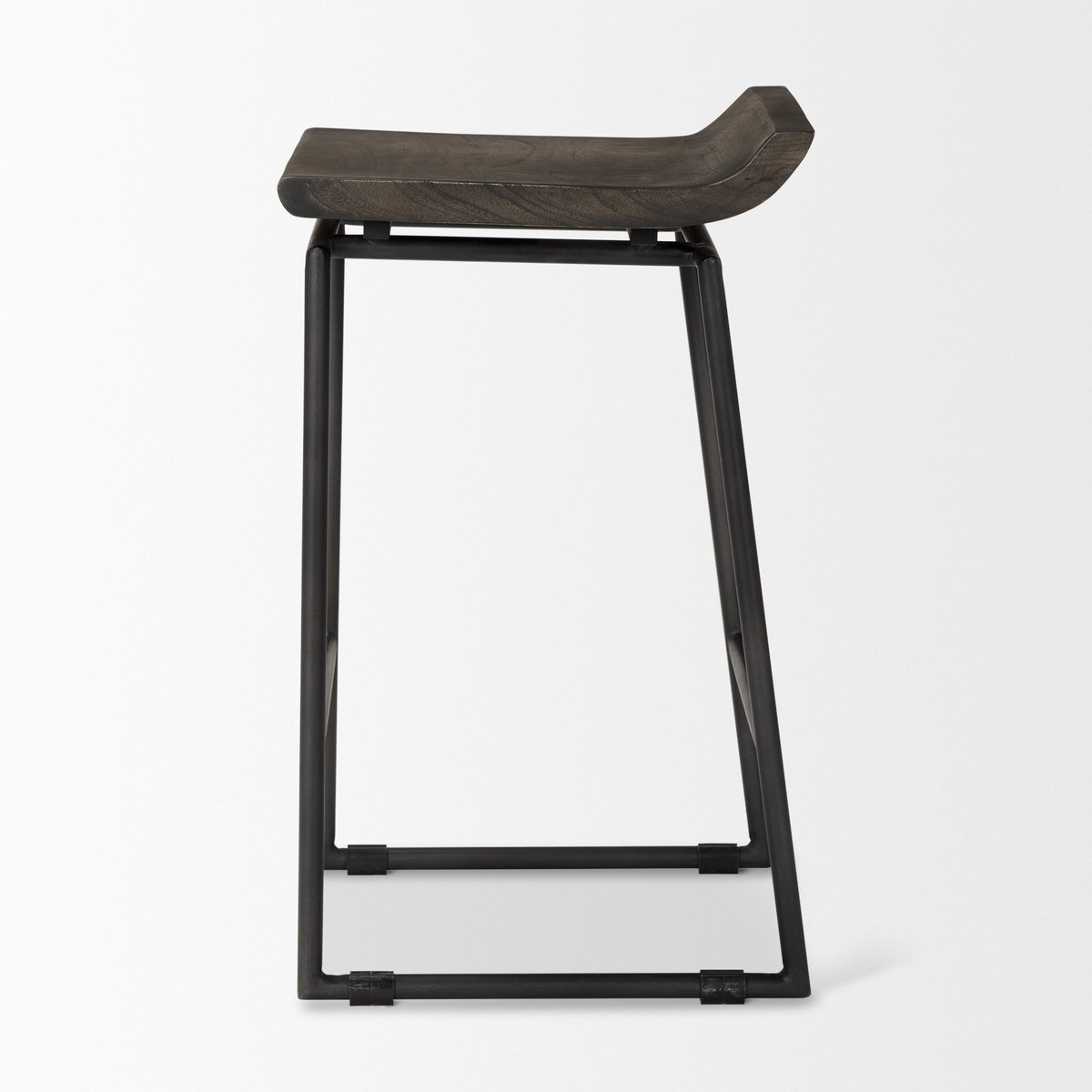 Givens Low Back 26in Seat Counter Stool | Black Wood with Black Metal, Counter & Bar Stool by Mercana, 14.1" length x 15.8" width x 26" height View 5