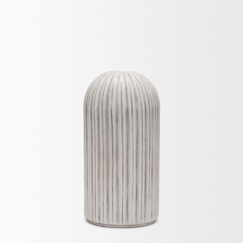 Ummi Small Off White with Gray-Brown Antiquing Ceramic Floor Vase