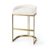 Hollyfield Low Back 28.75in Seat Bar Stool | Cream Fabric with Metal, Counter & Bar Stool by Mercana, 20.5" length x 19.7" width x 32.7" height thumbnail 1