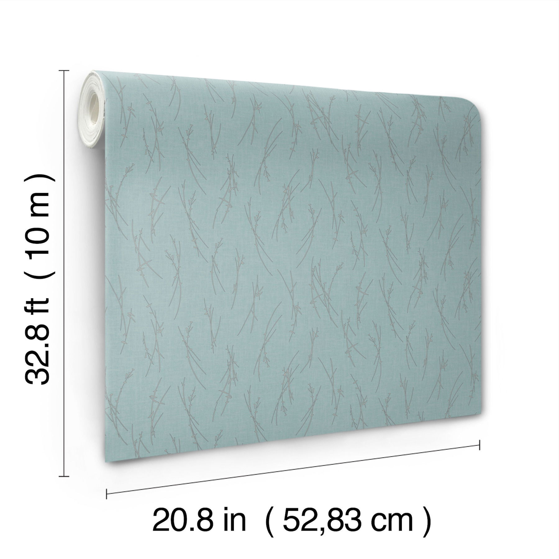 Sprigs Smokey Blue & Silver Wallpaper large image 