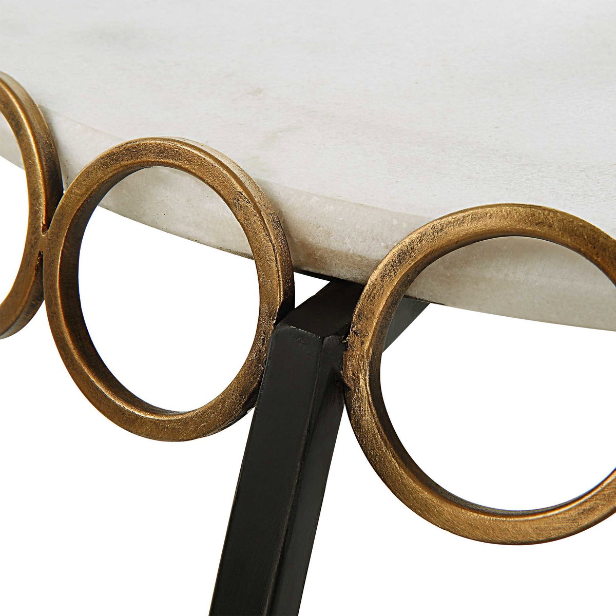 Chainlink White Marble Side Table, Side & End Table by Uttermost, 25.25" width x 21.75" height x 25.25" depth View 8