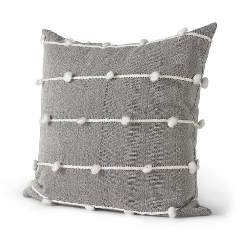 Linda 20 x 20 Navy And Cream With White Detail Decorative Pillow Cover