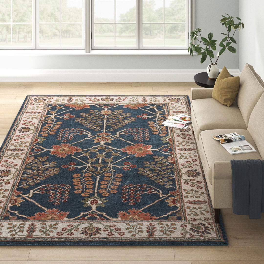 Poeme Hand-Woven Tufted Wool Dark Blue Area Rug large image 