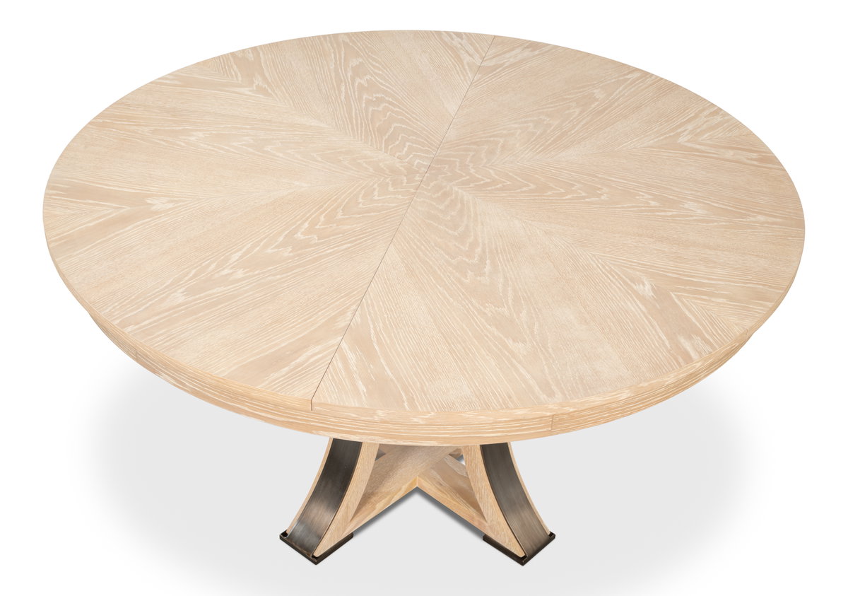 Tower Jupe Dining Table Med Bleached Oak, by Sarreid, 4'7" length x 4'7" width x 2'6" height View 12