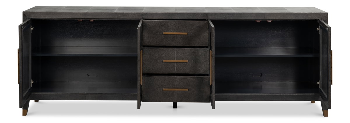 Desmond Sideboard Shagreen Antique Grey, by Sarreid, 1'6" length x 8'4" width x 2'10" height View 9
