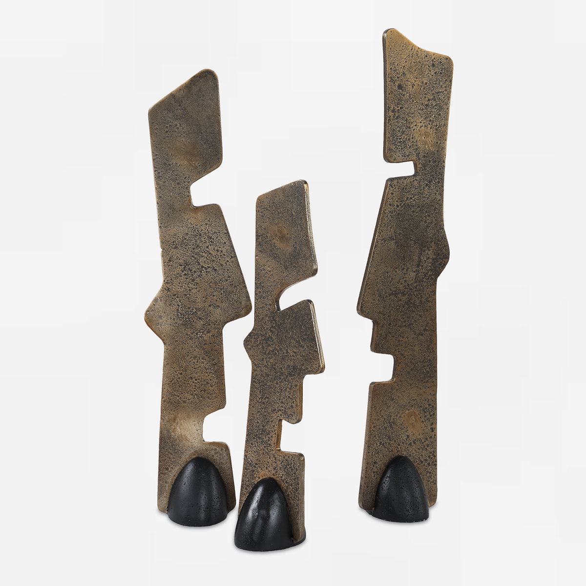 Geometric Echoes Bronze Sculptures Set/3, Figurines & Statue by Uttermost, 4" width x 18" height x 2.75" depth View 1