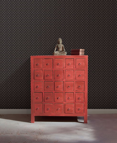 Fretwork Black Wallpaper