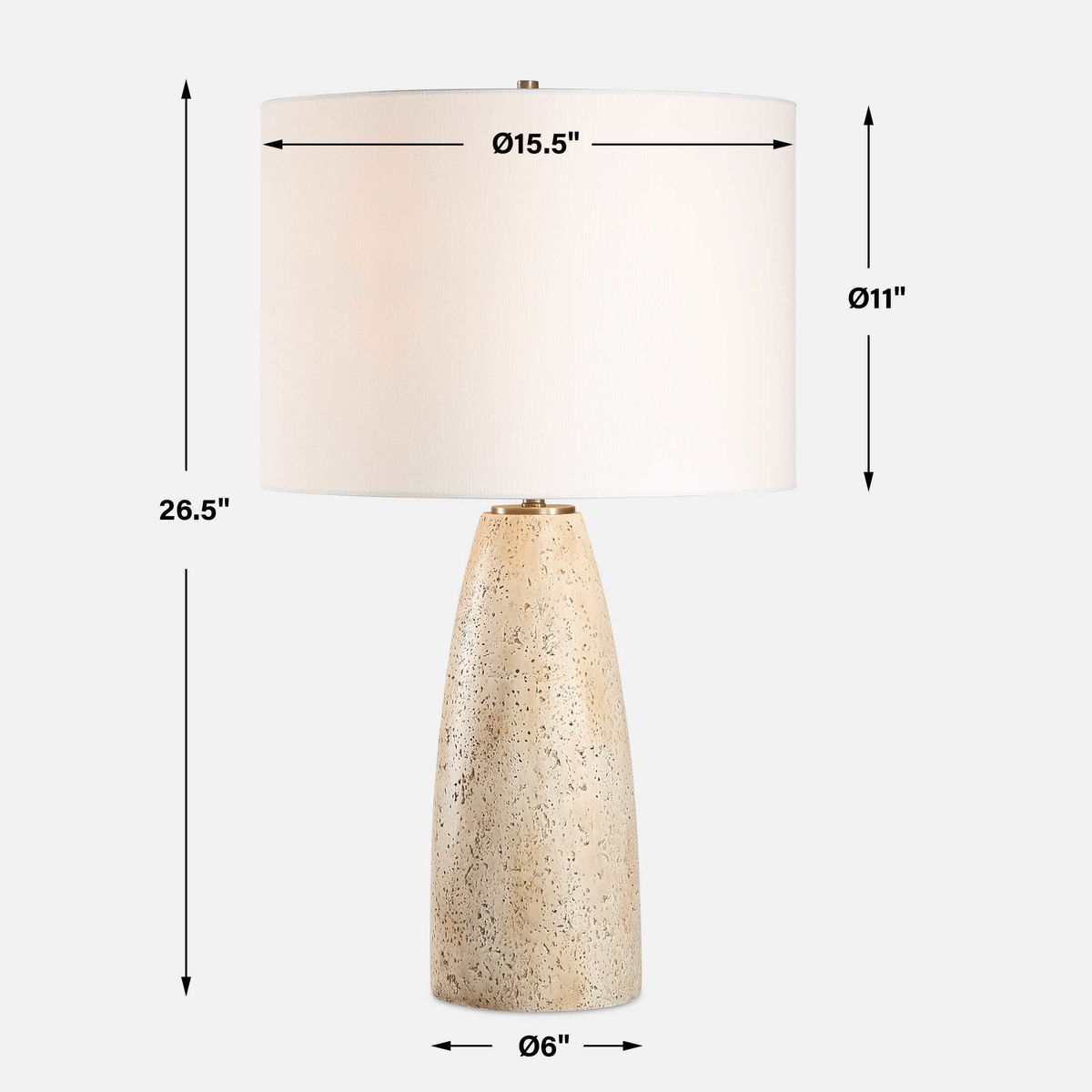Maury Travertine Table Lamp, by Uttermost, 15.5" width x 26.5" height x 15.5" depth View 3