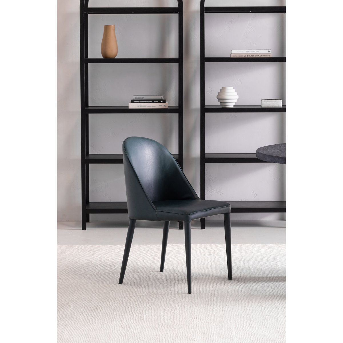 Burton Dining Chair Dark Teal Vegan Leather - Set Of Two, by Moe's Home, 18.5" width x 32.5" height x 22.5" depth View 12