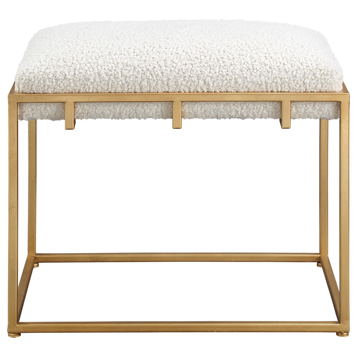 Paradox Small Gold & White Shearling Bench, Benche by Uttermost, 23.5" width x 20.75" height x 15.75" depth View 1