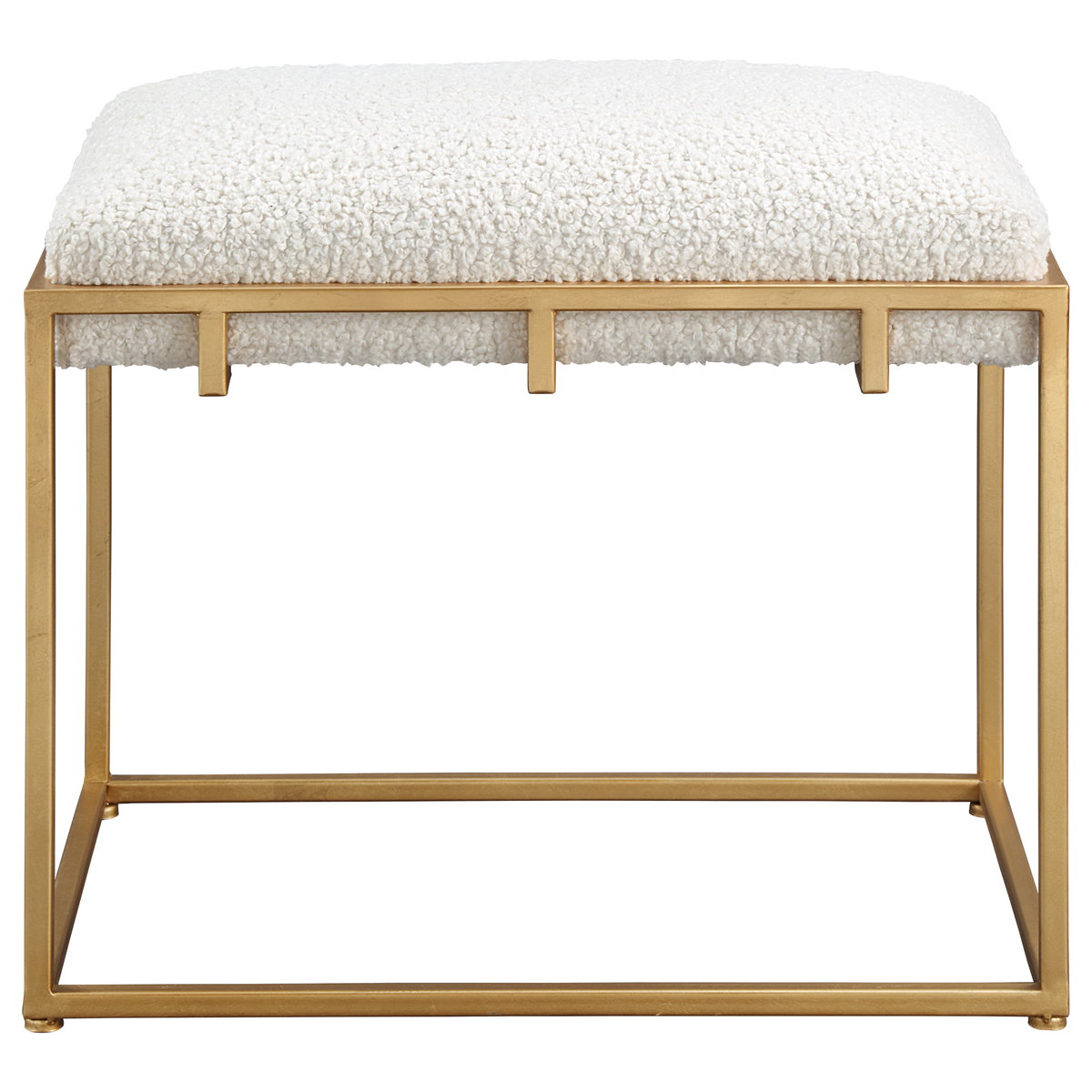 Paradox Small Gold & White Shearling Bench, Benche by Uttermost, 23.5" width x 20.75" height x 15.75" depth View 1