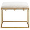 Paradox Small Gold & White Shearling Bench, Benche by Uttermost, 23.5" width x 20.75" height x 15.75" depth thumbnail 1