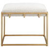 Paradox Small Gold & White Shearling Bench, Benche by Uttermost, 23.5" width x 20.75" height x 15.75" depth thumbnail 1