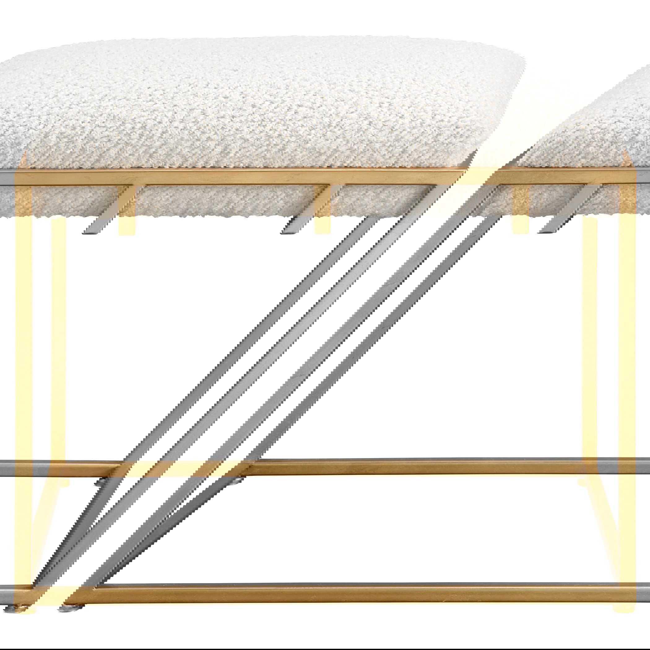 Paradox Small Gold & White Shearling Bench, Furniture by Uttermost, 23.5" width x 20.75" height x 15.75" depth View 1