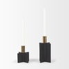 Pia Matte Black with Brushed Gold Metal Taper Candleholder (Set of 2) thumbnail 2