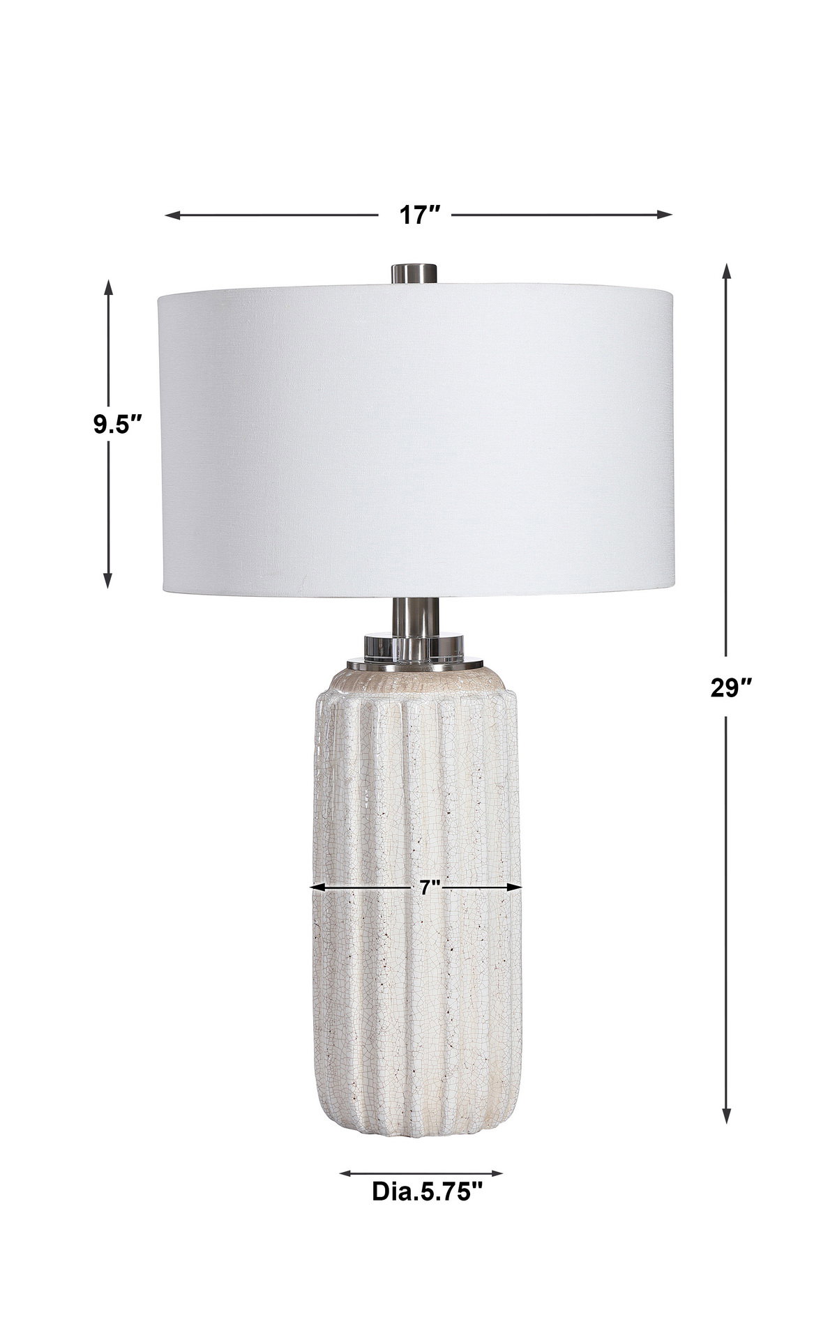 Azariah White Crackle Table Lamp, by Uttermost, 17" width x 29" height x 17" depth View 3
