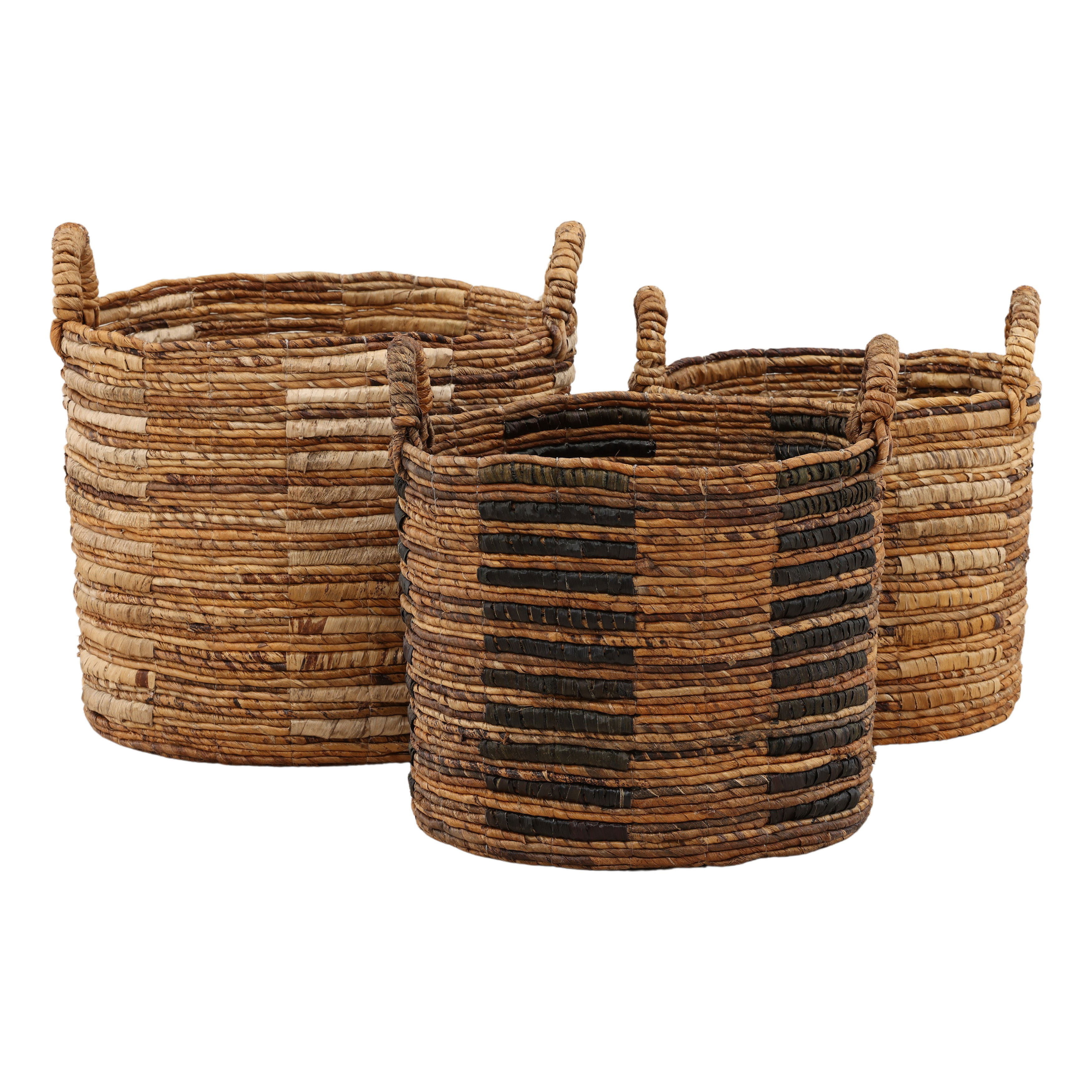 Rook Basket Set of 3 Natural, Bins & Basket by Dovetail, 17.71" width x 14.96" height x 17.71" diameter x 17.71" depth View 3