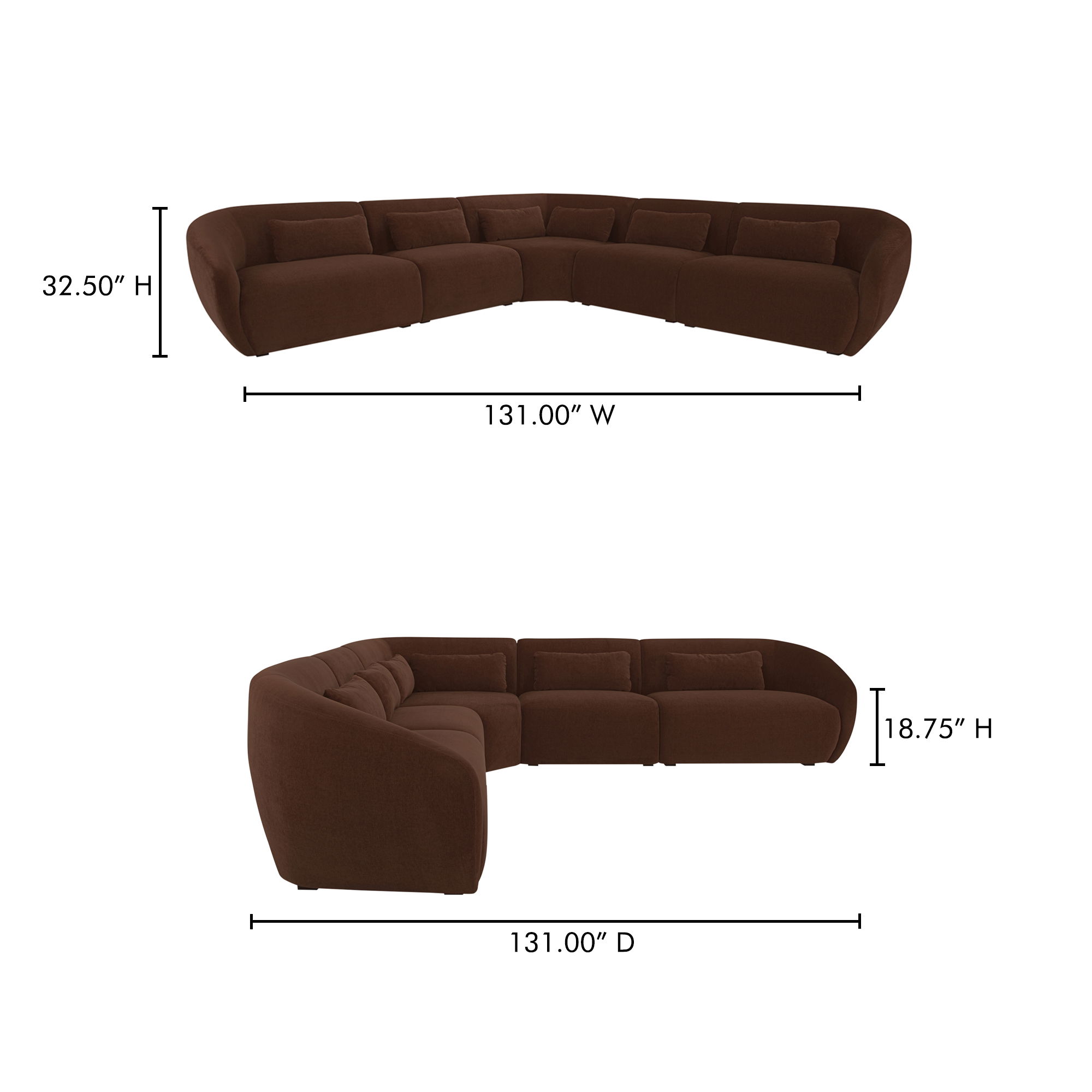 Amelia Classic L-shaped Modular Left Sectional Chestnut large image 