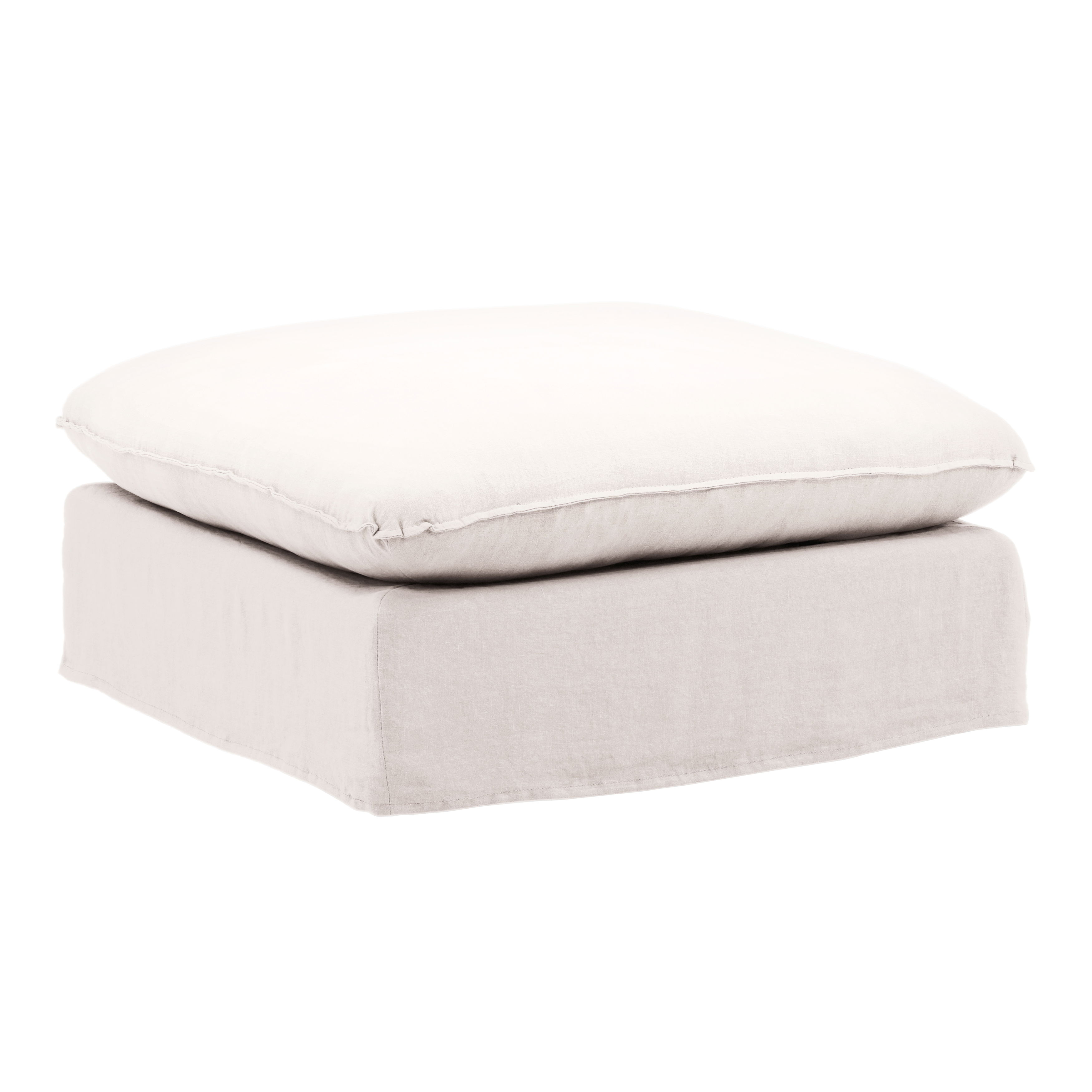 Vivian Ottoman Slipcover Natural, Sofas & Sectional by Dovetail, 35.43" width x 18.9" height x 35.43" depth