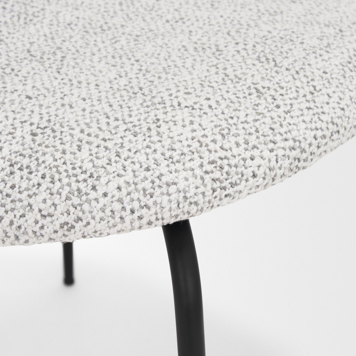 Casey Curved Back Dining Side Chair | Gray Fabric with Black Metal, Dining Chair by Mercana, 21.26" length x 20.08" width x 31.25" height View 14