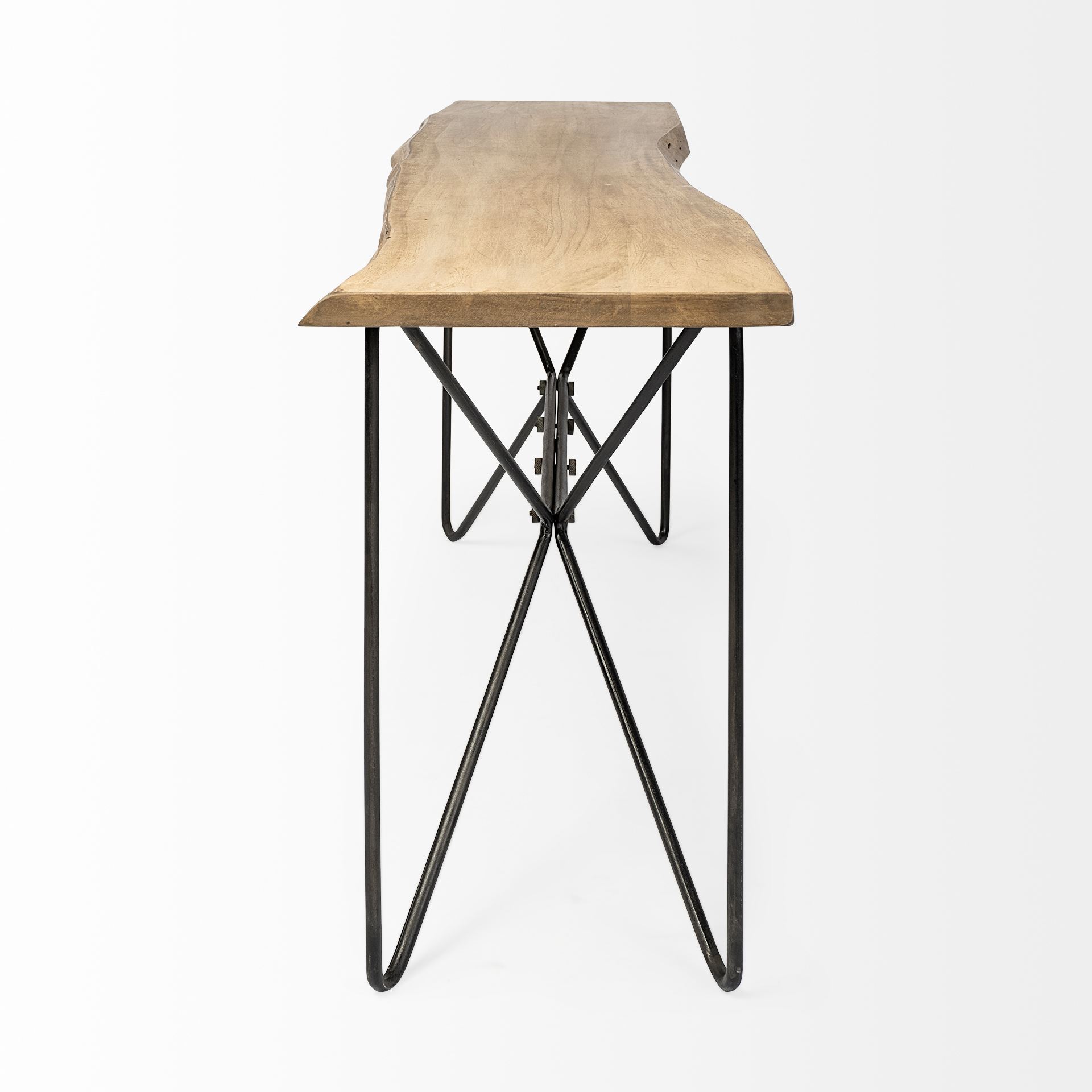 Papillion I 66L x 16W Blonde Wood and Iron Console Table, by Mercana, 66" length x 17" width x 29" height View 5