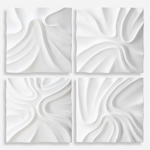 Snowdrift Sculpted White Wall Decor Set/4