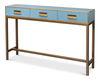 Gideon Shagreen Console, Chambray Blue, Console Table by Sarreid, 54" length x 12" width x 34" height thumbnail 1