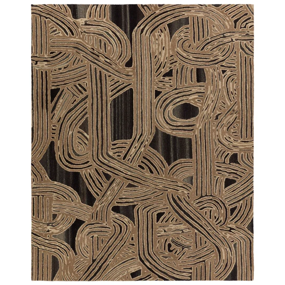 Verde Home By Jaipur Living Kathmandu PVH13 Handmade Abstract Tan and Black Area Rug (6'x9') large image 