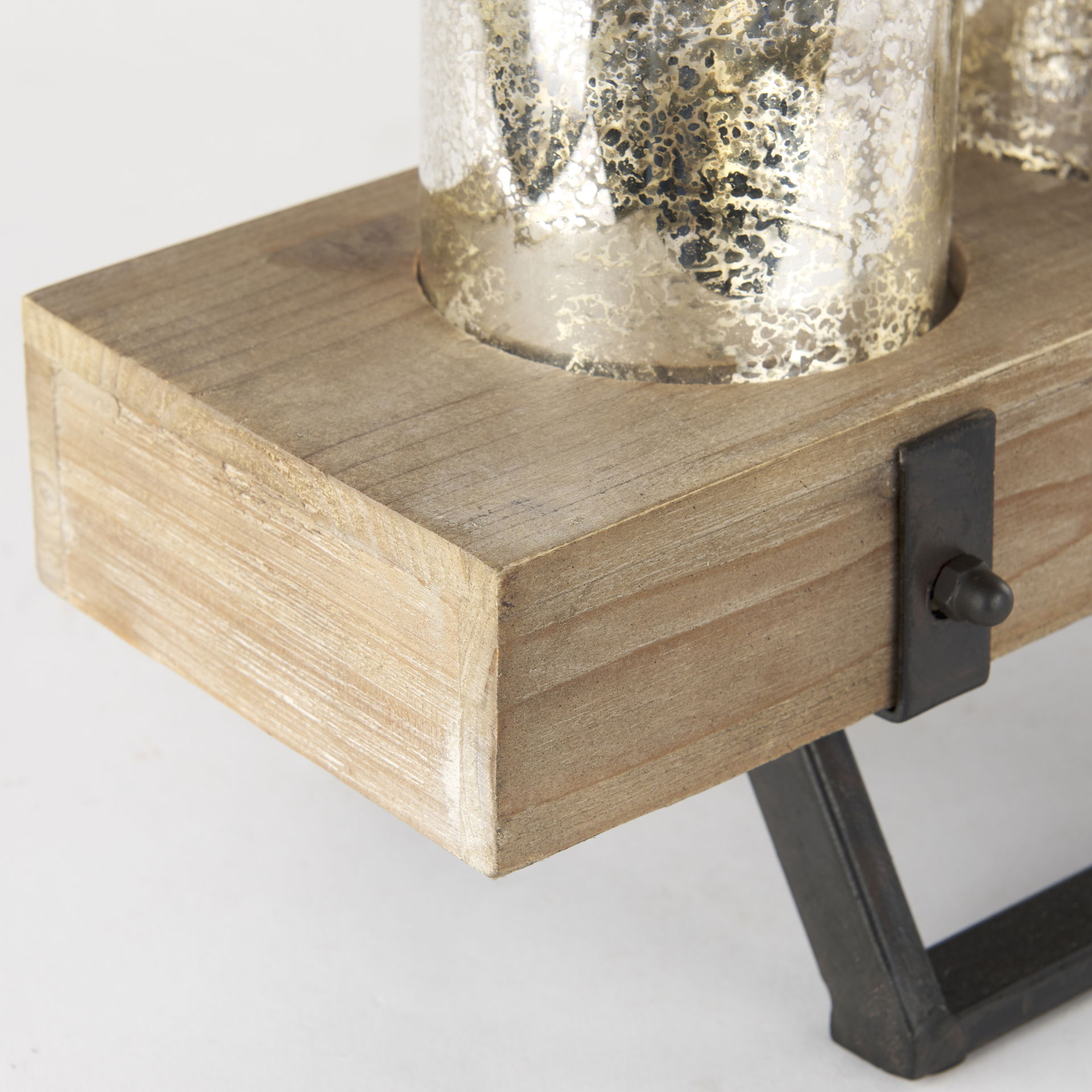 Benk Wood and Black Metal Five Cup Candle Holder large image 