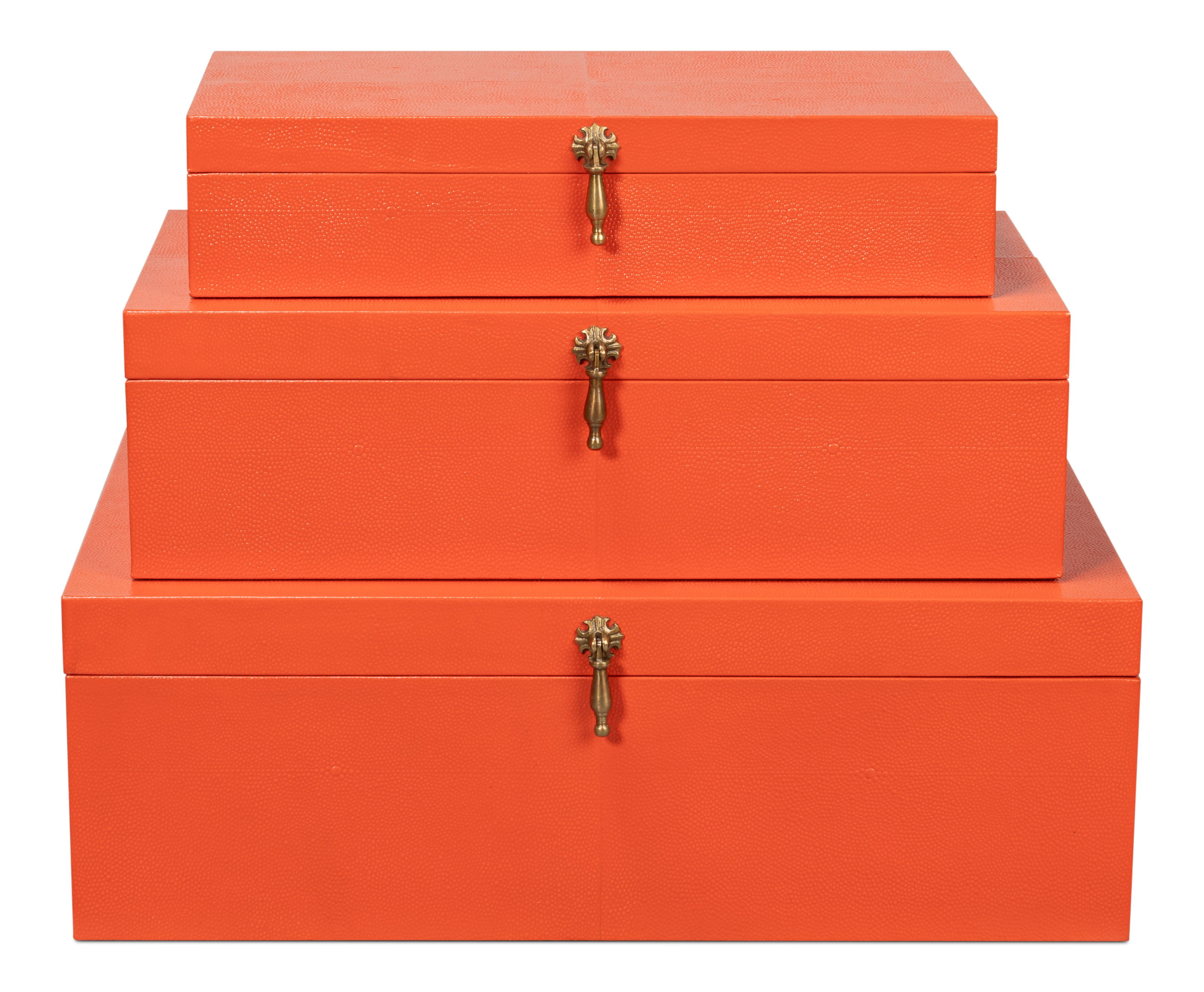 Cosmos Nesting Boxes,S/3 Orangeade, Decor by Sarreid, 24" length x 16" width x 8" height View 2