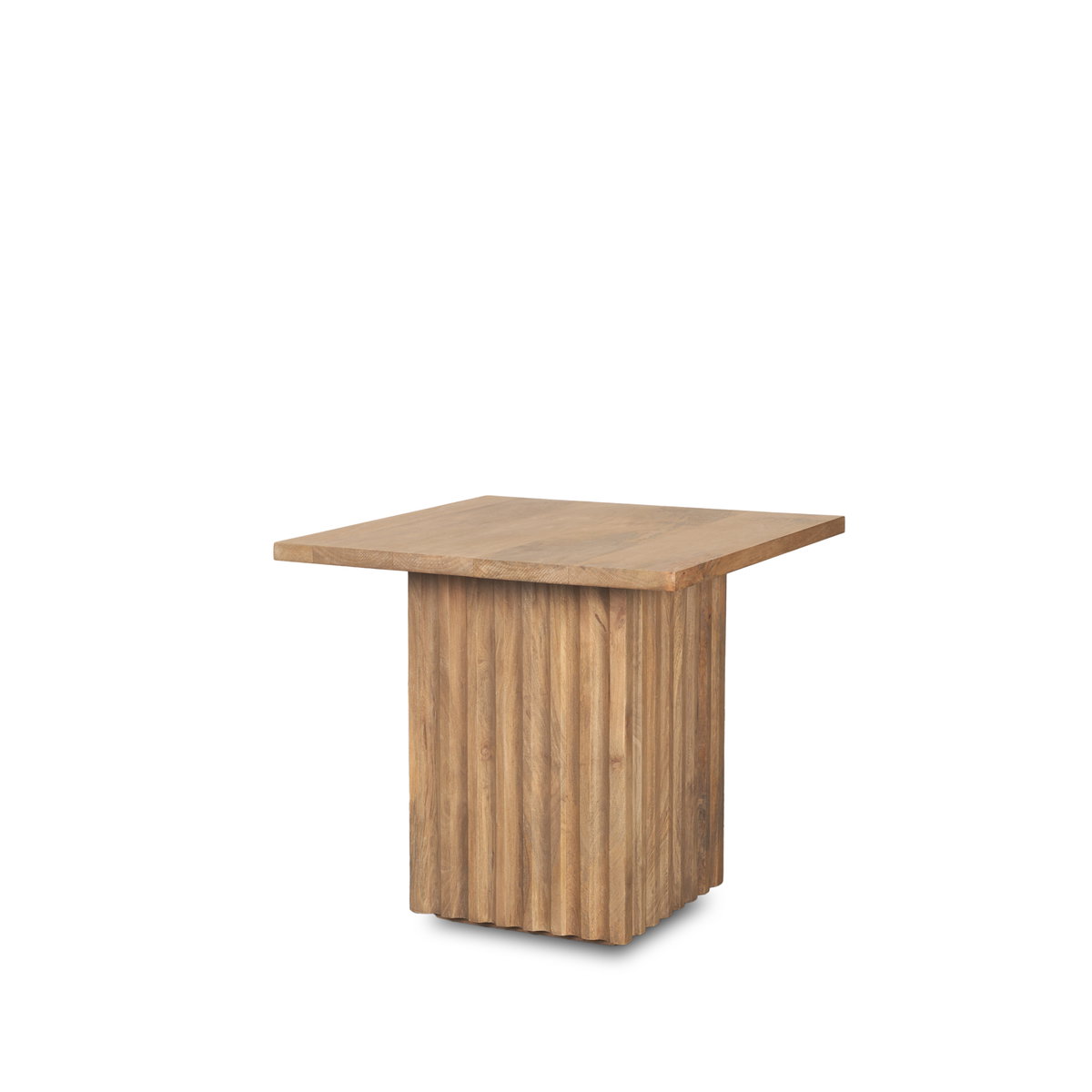 June Light Brown Wood with Fluting Square Side Table, Side & End Table by Mercana, 24" length x 24" width x 22" height View 1