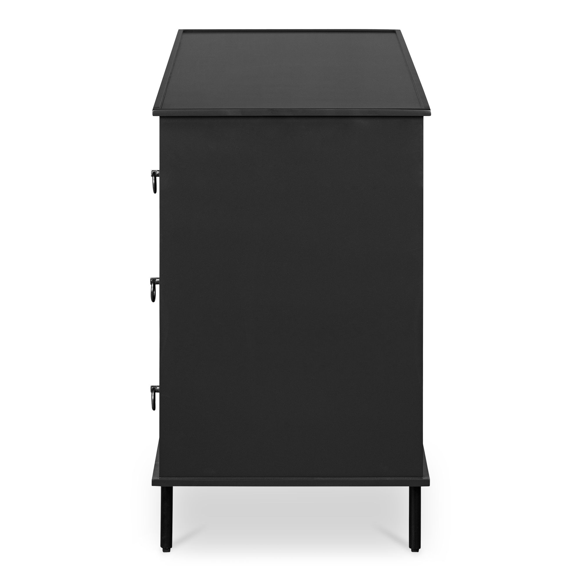 Reagan 6 Drawer Dresser Black, by Moe's Home, 63" width x 30.25" height x 18.5" depth View 3