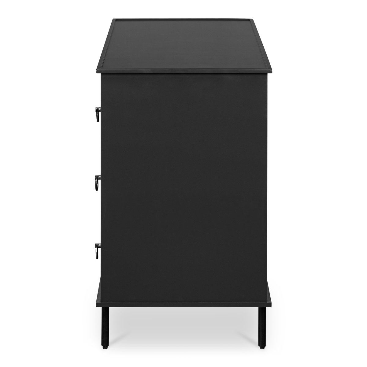 Reagan 6 Drawer Dresser Black, by Moe's Home, 63" width x 30.25" height x 18.5" depth View 3