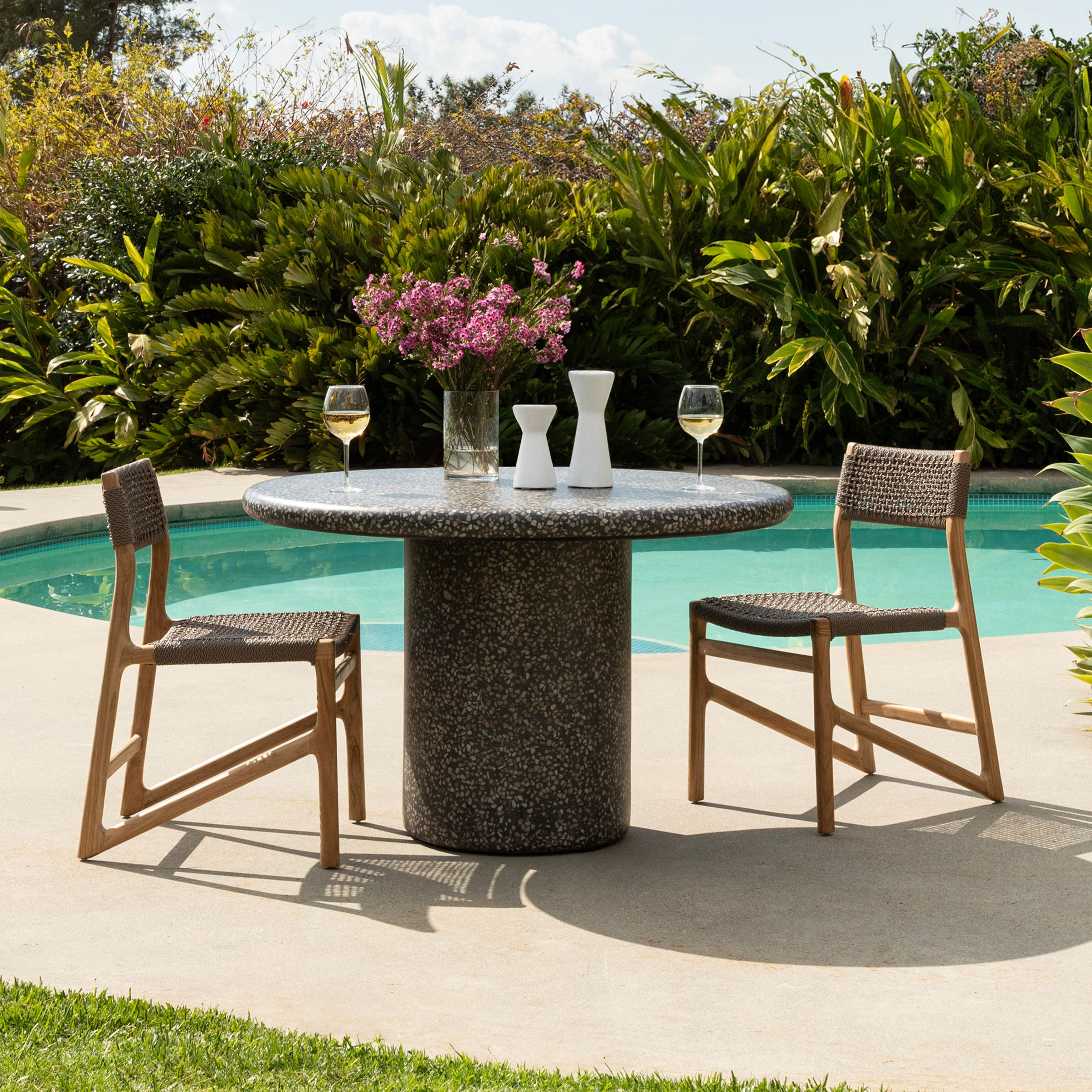 Ysidro Outdoor Dining Chair Grey, by Dovetail, 18.75" width x 32" height x 21.75" depth View 7