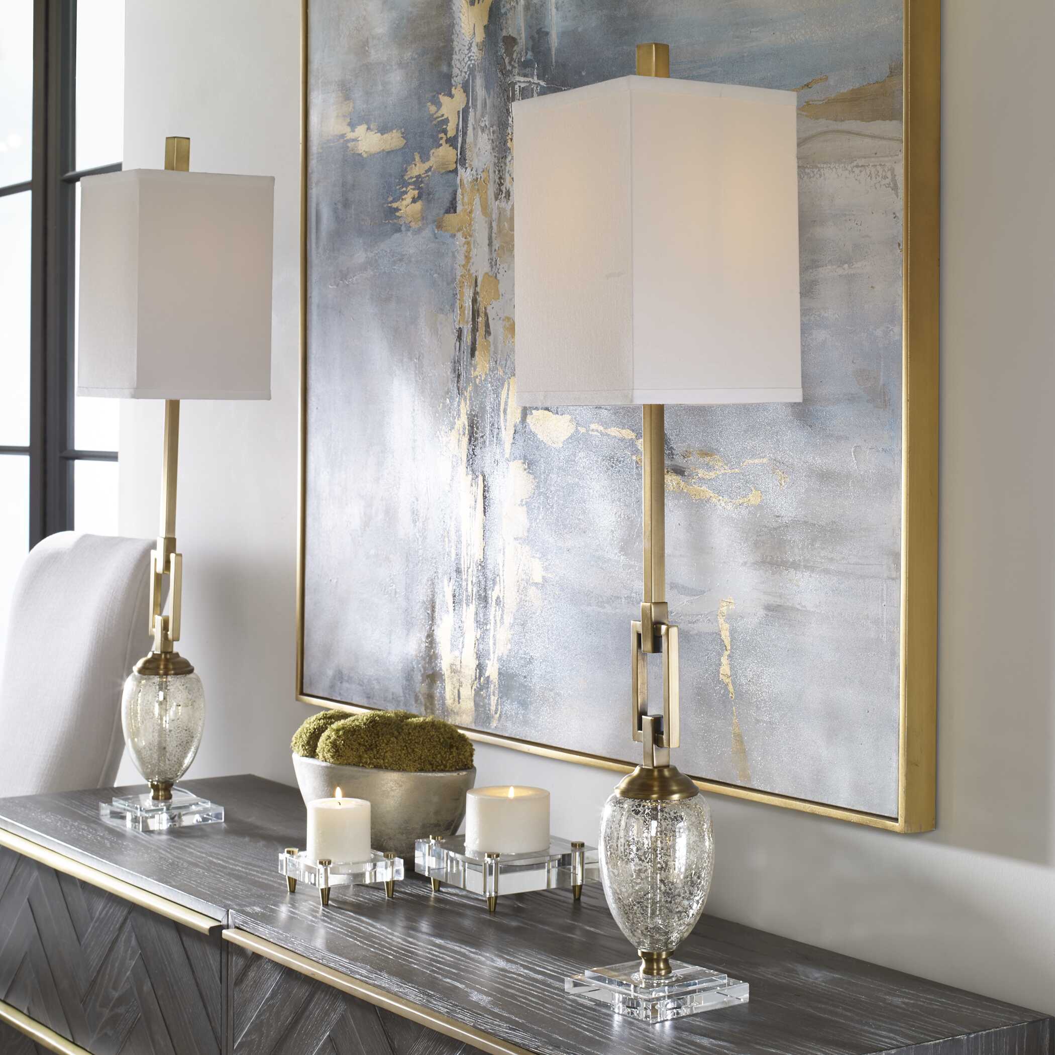 Copeland Mercury Glass Buffet Lamp, by Uttermost, 8" width x 36" height x 8" depth View 2