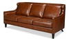 Philipe Distilled Leather Sofa Brown, by Sarreid, 7' width x 3' height thumbnail 1