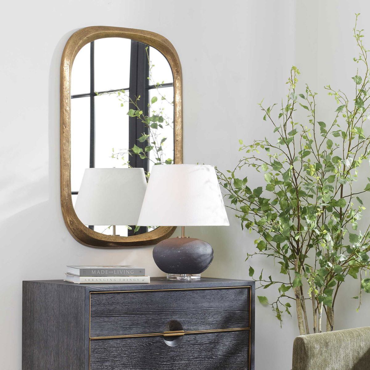 Malone Brass Mirror, by Uttermost, 24" width x 36.5" height x 1.25" depth View 4