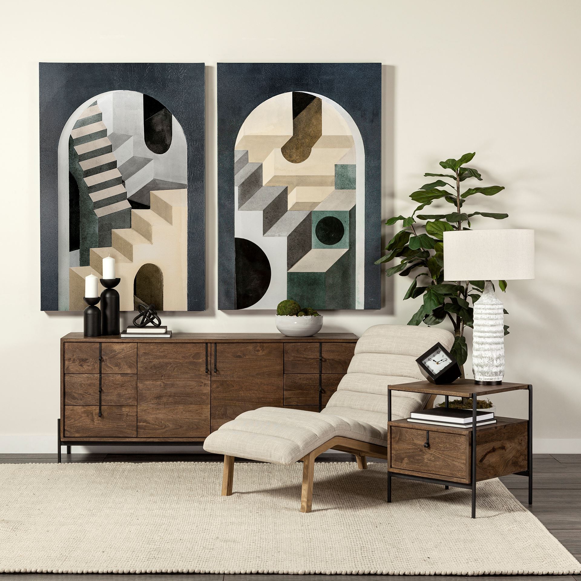 Pierre Beige Fabric Upholstered Armless Chaise Lounge Chair, Chaise Lounges & Daybed by Mercana, 24.41" length x 54.33" width x 33.46" height View 3